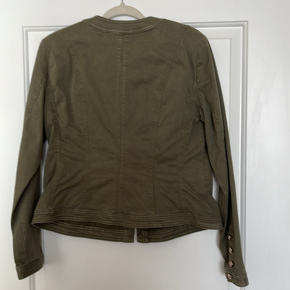 New! WHBM Green Gold Button Military Jacket- Sz 12 - Picture 3 of 5